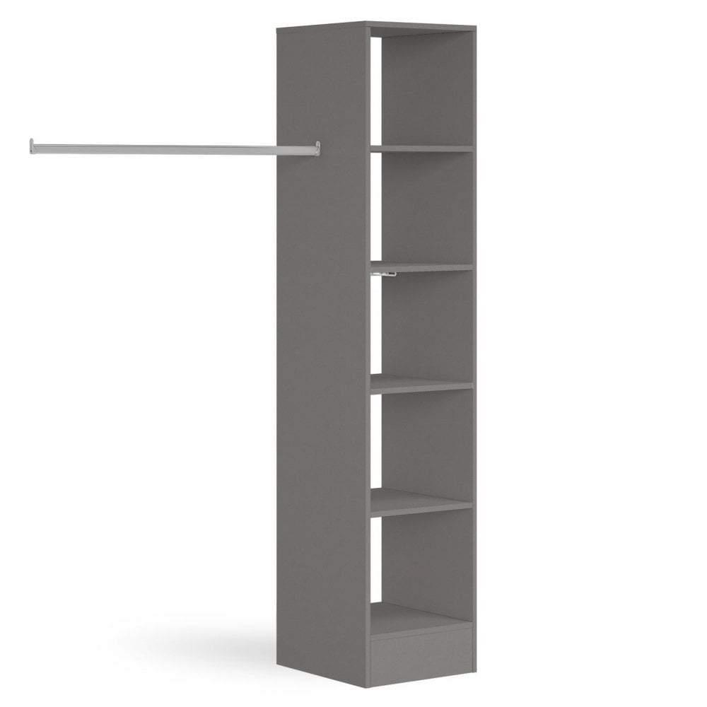 Silver Wardrobe Shelving Unit with 5 Shelves and Hanging Bars - Bedrooms Plus