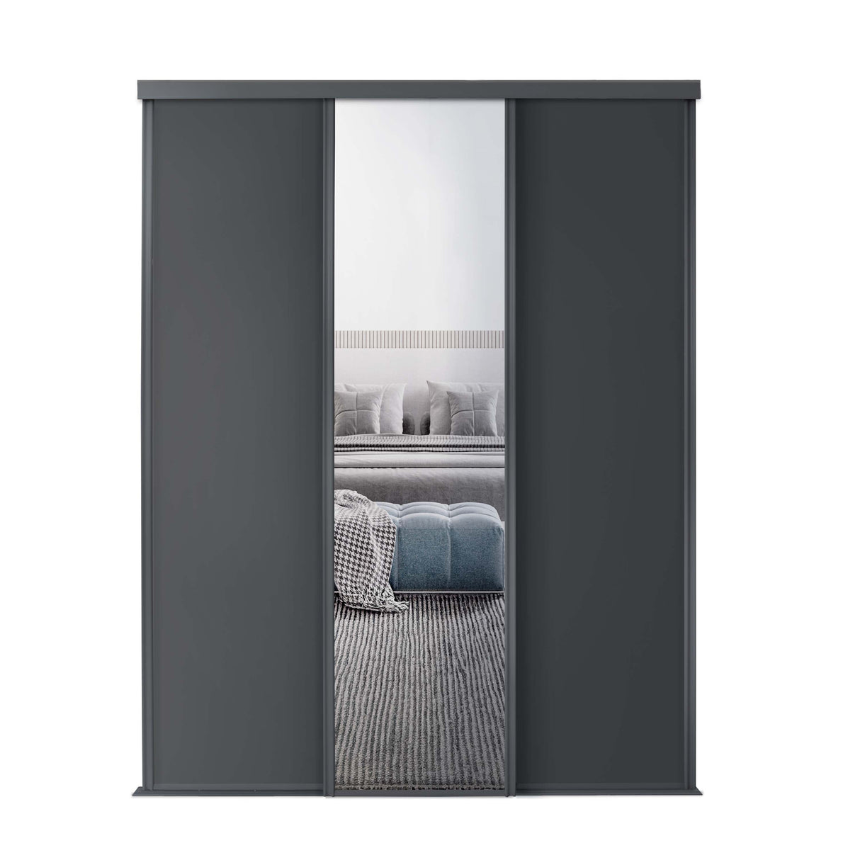 Spacepro Classic 3 Door sliding wardrobe Kit Graphite frame 2 x Panel 1 x Mirror (w)2672mm - Bedrooms Plus