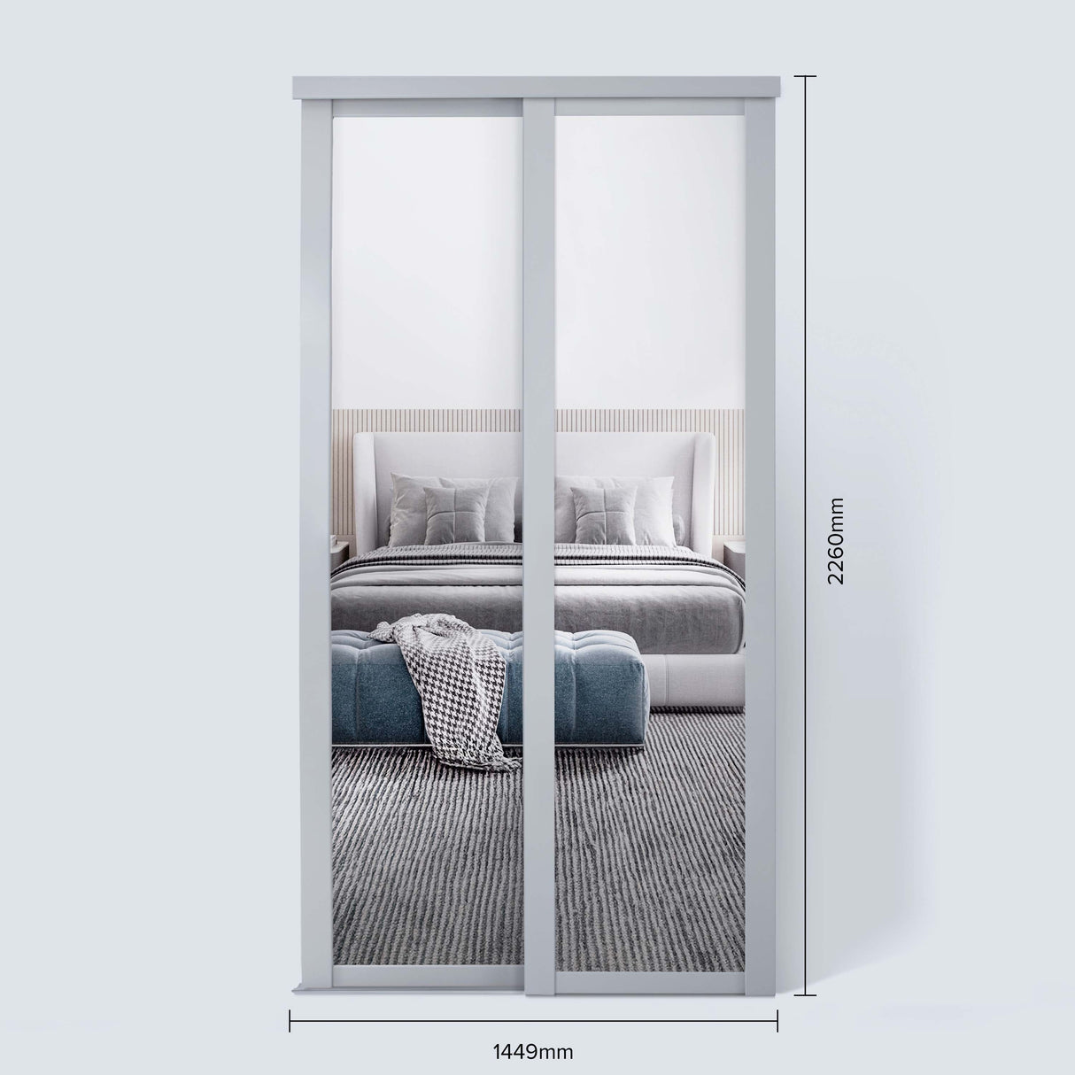Spacepro Shaker 2 Door sliding wardrobe Kit Mirror Dove Grey frame (w)1149mm - Bedrooms Plus