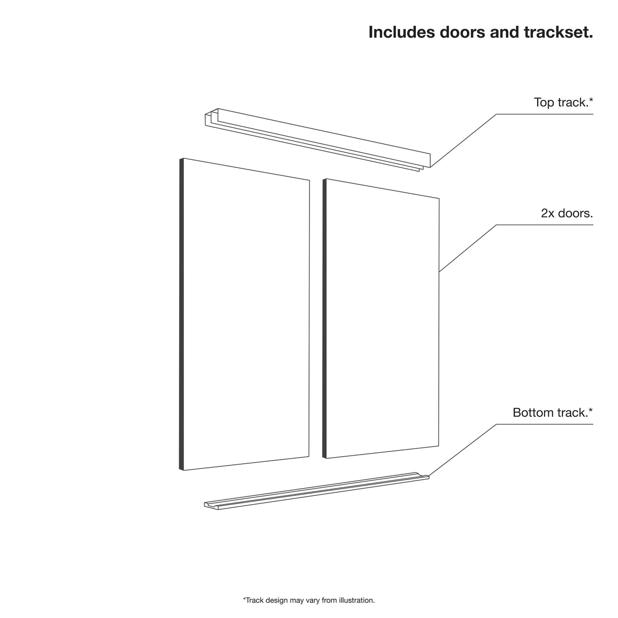 Spacepro Shaker 2 Door sliding wardrobe Kit Mirror White frame (w)1145mm - Bedrooms Plus