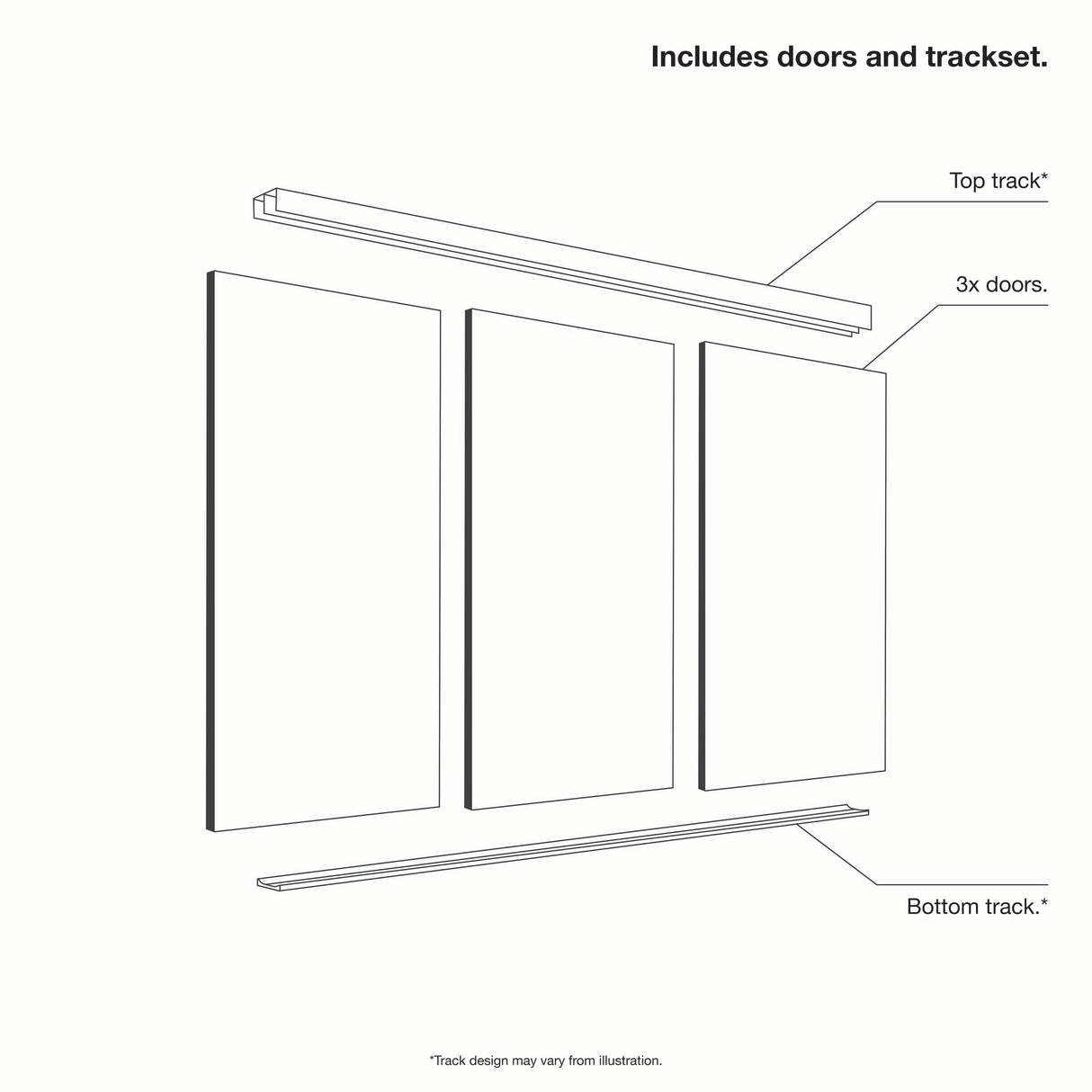 Spacepro Shaker 3 Door sliding wardrobe Kit Walnut frame 2 x Panel 1 x Mirror (w)2136mm - Bedrooms Plus