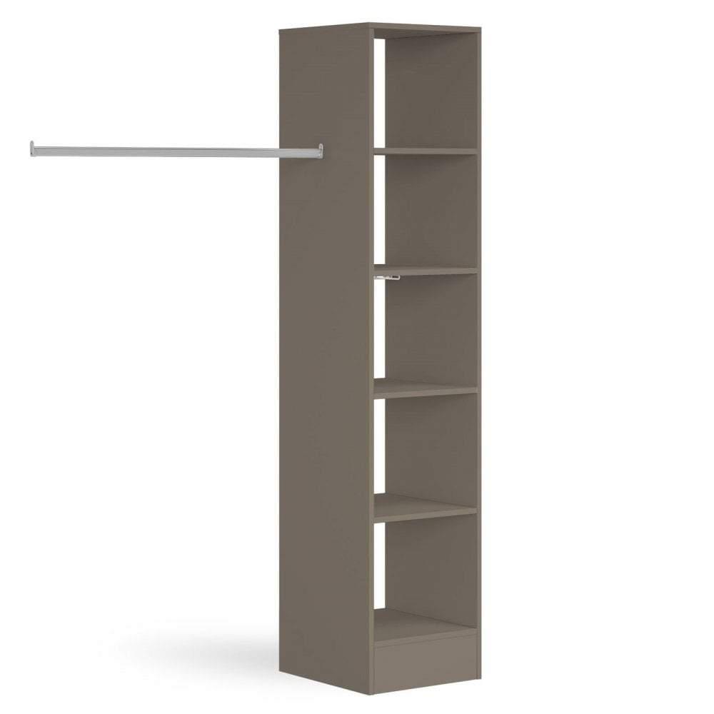 Stone Grey Wardrobe Shelving Unit with 5 Shelves and Hanging Bars - Bedrooms Plus
