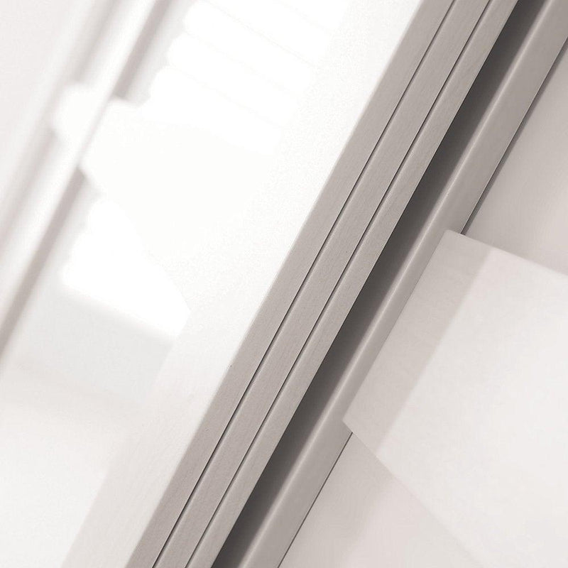 Light Grey Shaker Sliding Wardrobe Door Kit - 3 Door Mirror & Pure White Glass - Made To Measure - Bedrooms Plus