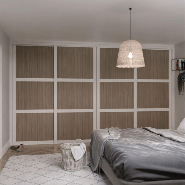 White Shaker Sliding Wardrobe Door Kit - 4 Door Shorewood Panels - Made To Measure - Bedrooms Plus