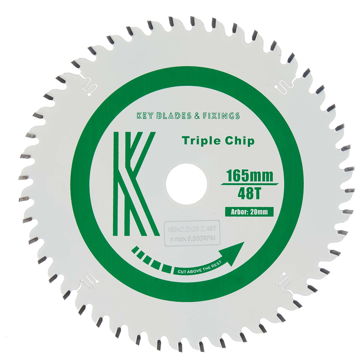 165mm x 20mm x 2.2mm 48 Tooth TCG Track Saw (Solid Surface) Circular Saw Blade - 4105 - Bedrooms Plus