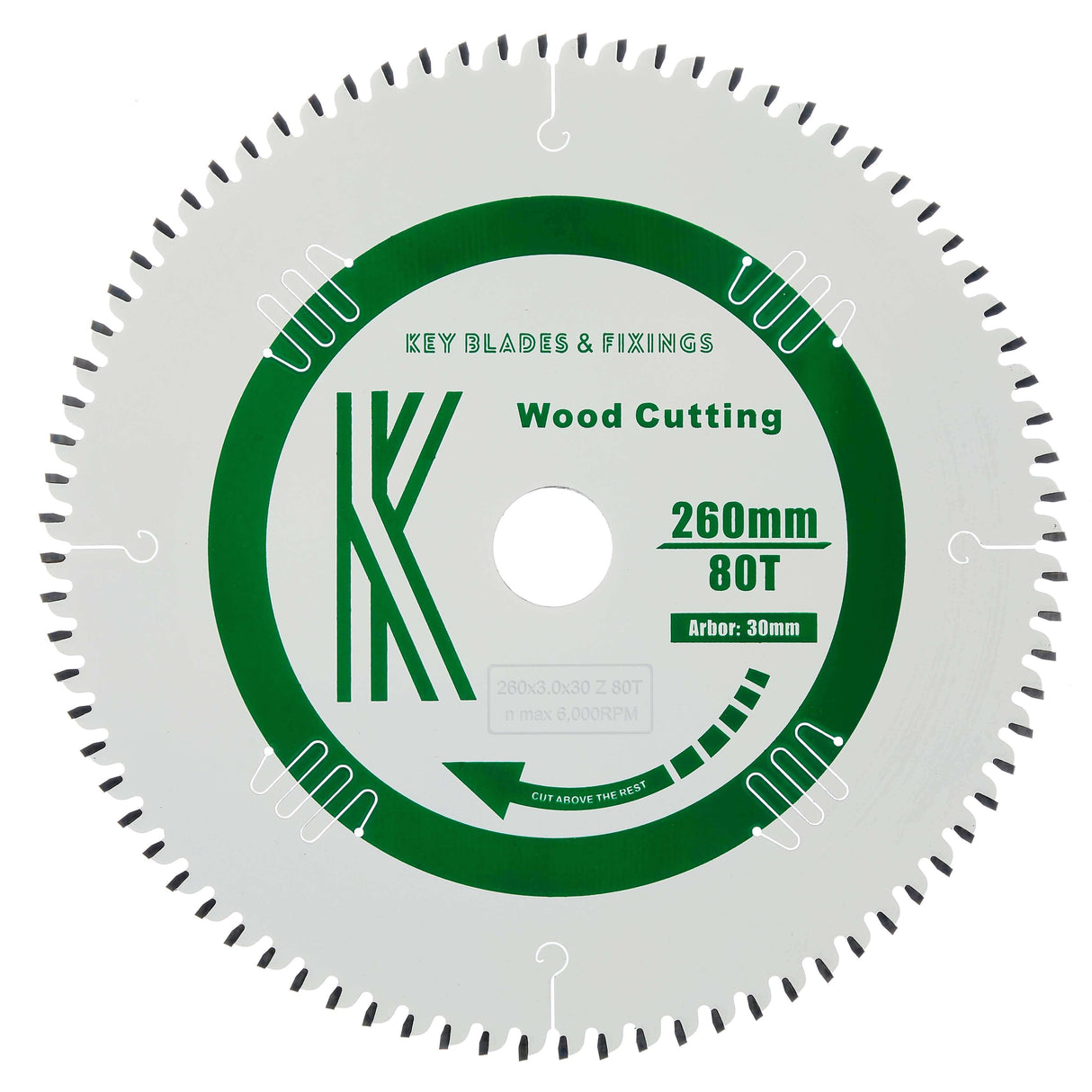 260mm x 30mm x 3.0mm 80T ATB (Neg Rake) Kapex KS120/KS88 Circular Saw Blade - 2603 - Bedrooms Plus