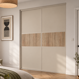 Kit de puerta de armario corrediza con marco plateado clásico - Espejo de 2 puertas - Hecho a medida