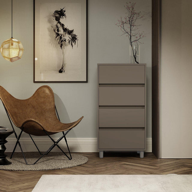 4 Drawer Tallboy Soft Close Bedside Chest Of Drawers Table - Bedrooms Plus