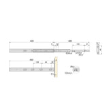 Emuca Pair of Full extension ball bearing slides for drawers with push and soft closing, height 45mm, length 400mm, Steel, Zinc plated