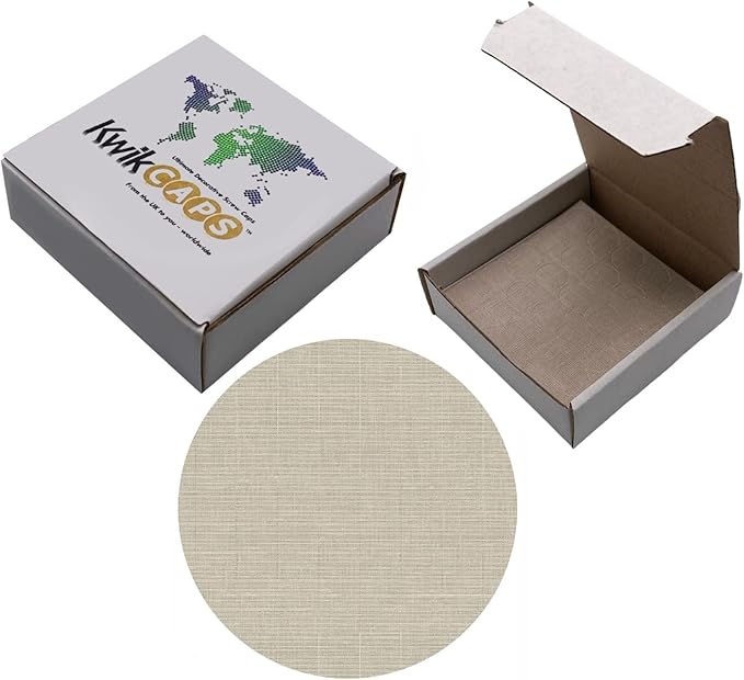 KwikCaps Self Adhesive Screw Cover Caps - Beige Textile / Finsa Lino Cancun 12G (133) F416 ST10