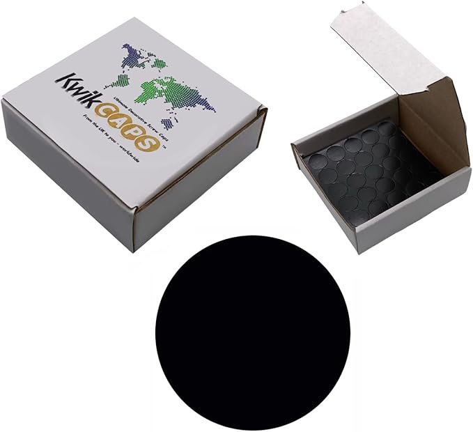 KwikCaps Self Adhesive Screw Cover Caps - Smooth Black / Finsa Negro 231 (325) U999 ST12