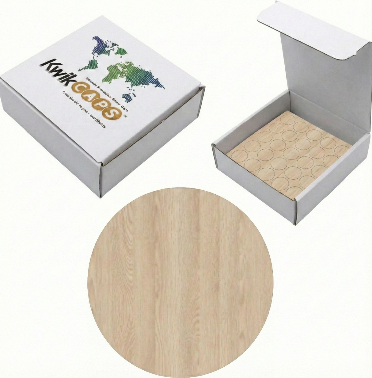 KwikCaps Self Adhesive Screw Cover Caps - Navarra Ash (527) H1250 ST36