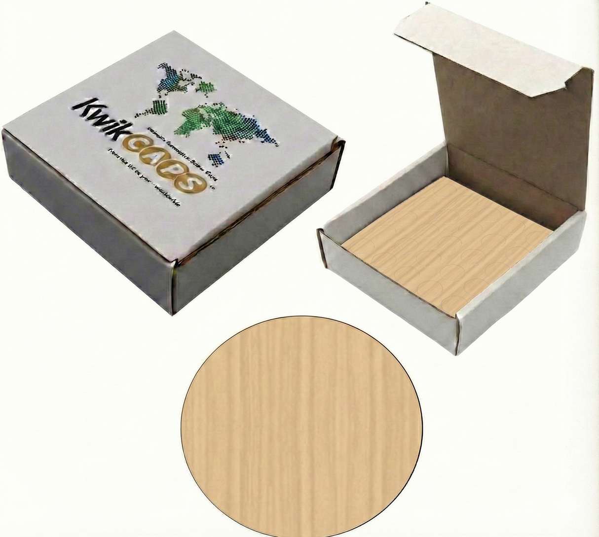 KwikCaps Self Adhesive Screw Cover Caps - Finsa Japanese Ash Atlas 77E (860)