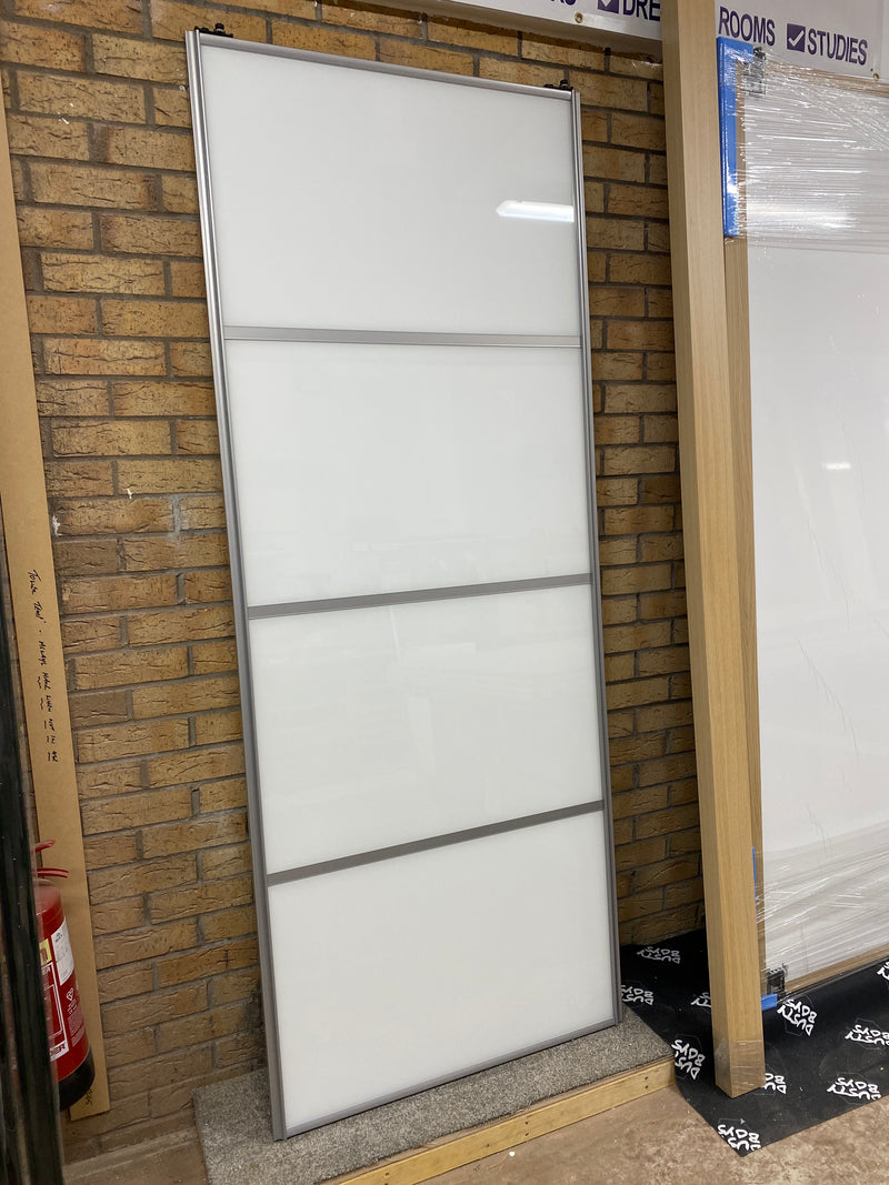 Silver Heritage Sliding Wardrobe Door Kit - 3 Door Mirror & Pure White Glass - Made To Measure