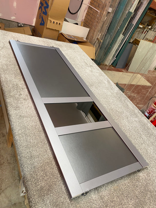 Shaker Graphite Grey Sliding Door Wardrobe Kit 3 Panel Wood & Grey Mirror