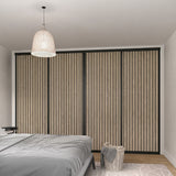 Supreme Matt Black with Oak Acoustic Panels Sliding Door Kit - 4 Doors