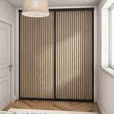 Supreme Matt Black Frame with Oak Acoustic Panel Sliding Door Kit - 2 Doors