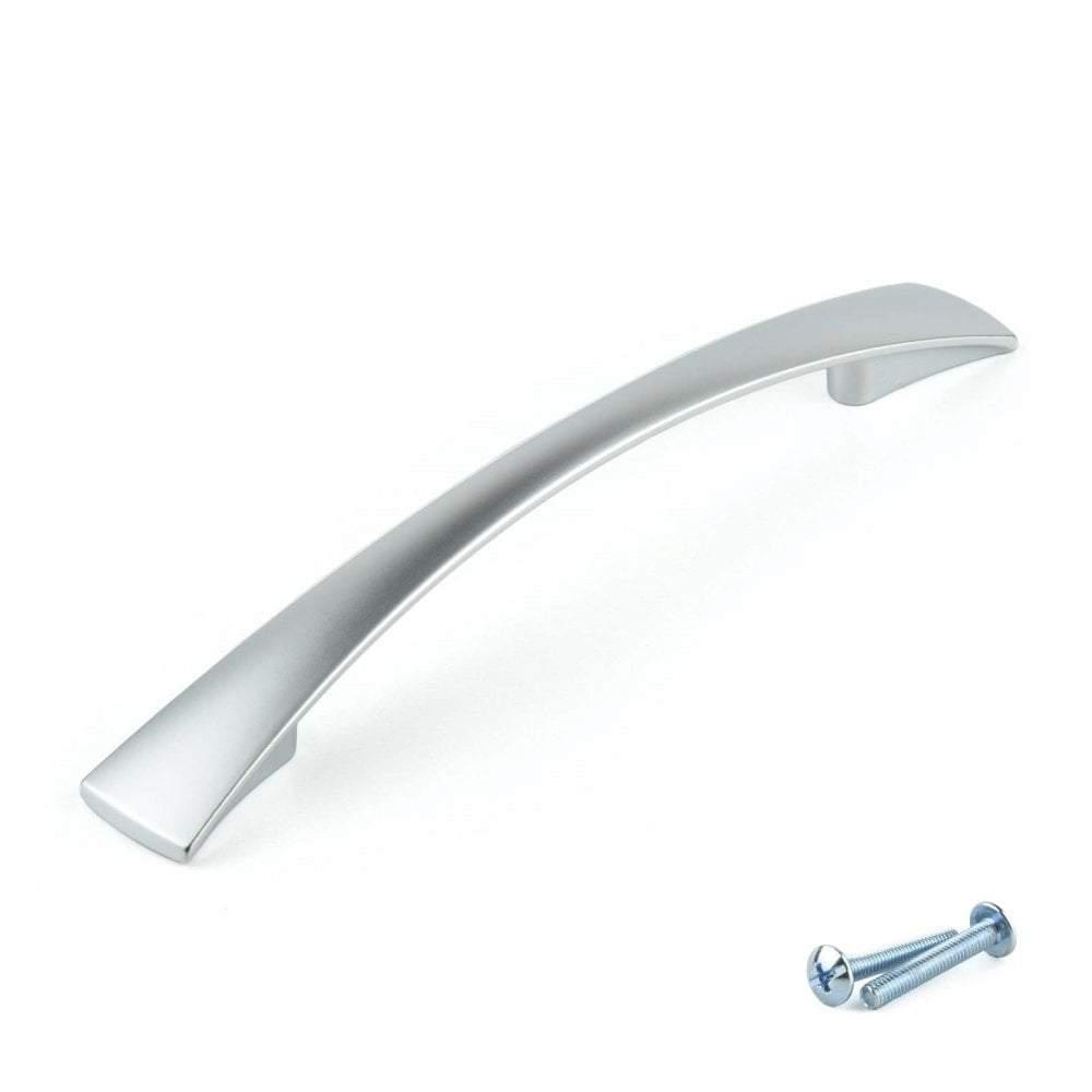 Estamp Slimline Kitchen Cabinet Handles – Brushed Silver – Modern Drawer Pulls (Single)
