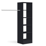 Black Deluxe Tower Shelving Unit with 5 Shelves and Hanging Bars - Bedrooms Plus