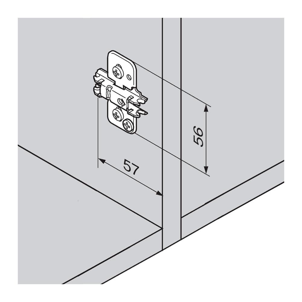 Blum Clip Mounting Plate, Cruciform, 0mm Nickel 173H7100 - Bedrooms Plus