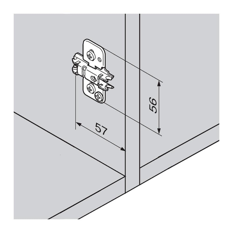 Blum Clip Mounting Plate, Cruciform, 0mm Nickel 173H7100 - Bedrooms Plus