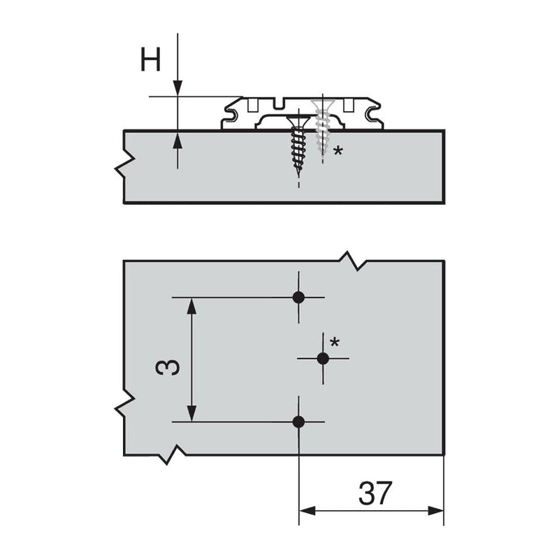 Blum Clip Mounting Plate, Cruciform, 0mm Onyx Black 173H7100 - Bedrooms Plus