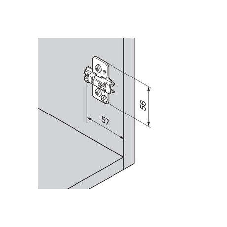 Blum Clip Mounting Plate, Cruciform, Expando, Pre - Mount 0mm Nickel 174H7100E - Bedrooms Plus