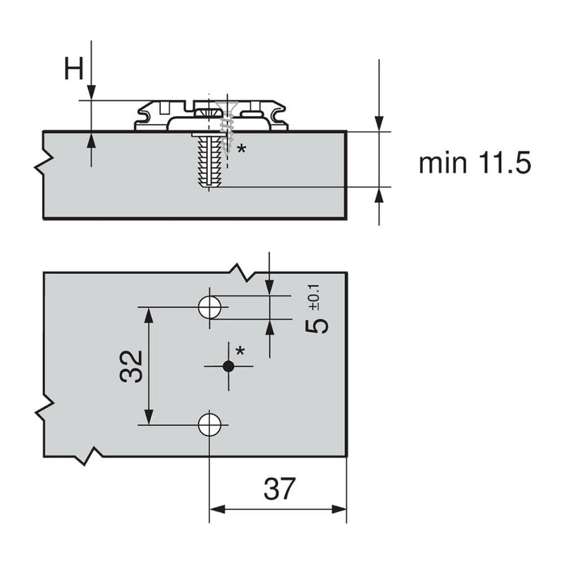 Blum Clip Mounting Plate, Cruciform, Expando, Pre - Mount 0mm Nickel 174H7100E - Bedrooms Plus