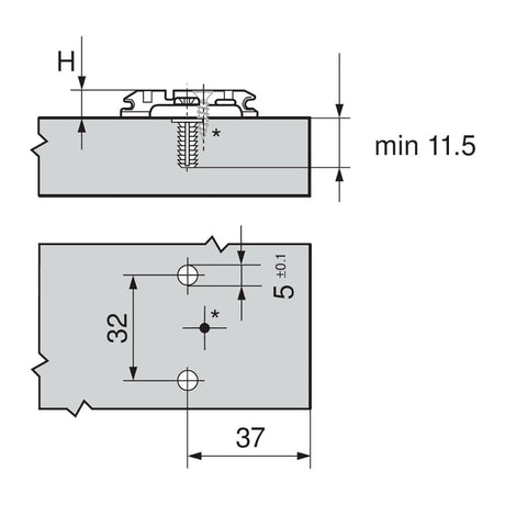 Blum Clip Mounting Plate, Cruciform, Expando, Pre - Mount 0mm Onyx Black 174H7100E - Bedrooms Plus