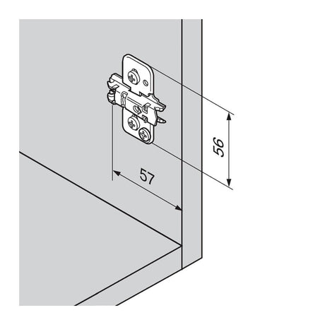 Blum Clip Mounting Plate, Cruciform, Expando, Pre - Mount 0mm Onyx Black 174H7100E - Bedrooms Plus