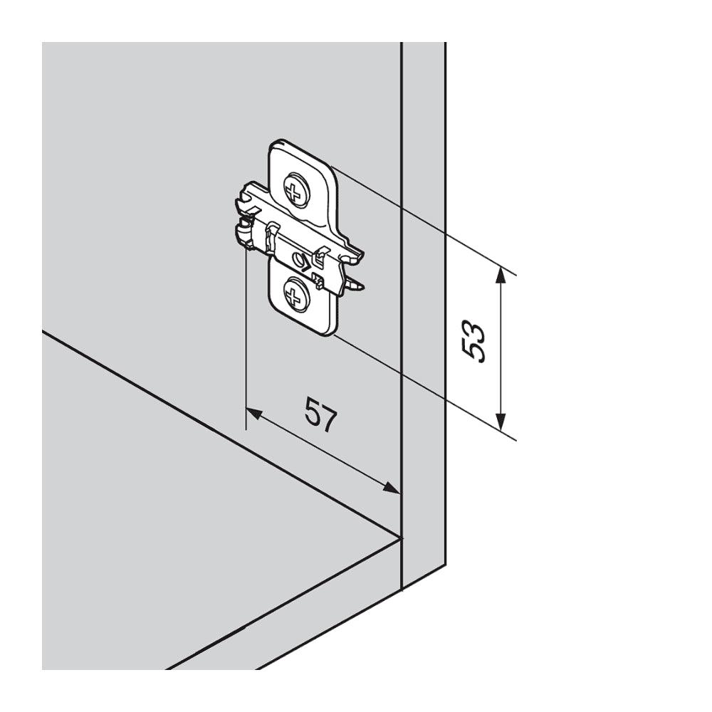 Blum Clip Mounting Plate, Cruciform, Pre - Mount 0mm Nickel 173L8100 - Bedrooms Plus