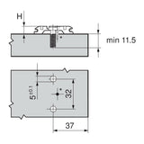 Blum Clip Mounting Plate, Cruciform, Pre - Mount 0mm Nickel 173L8100 - Bedrooms Plus