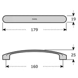 Bow Shaped Cupboard Door Handle M4TEC Bute M6 - Bedrooms Plus