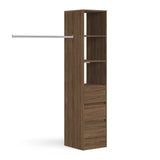 Carini Walnut Deluxe 3 Drawer Soft Close Tower Shelving Unit with Hanging Bars - Bedrooms Plus