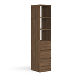 Carini Walnut Deluxe 3 Drawer Soft Close Tower Shelving Unit with Hanging Bars - Bedrooms Plus