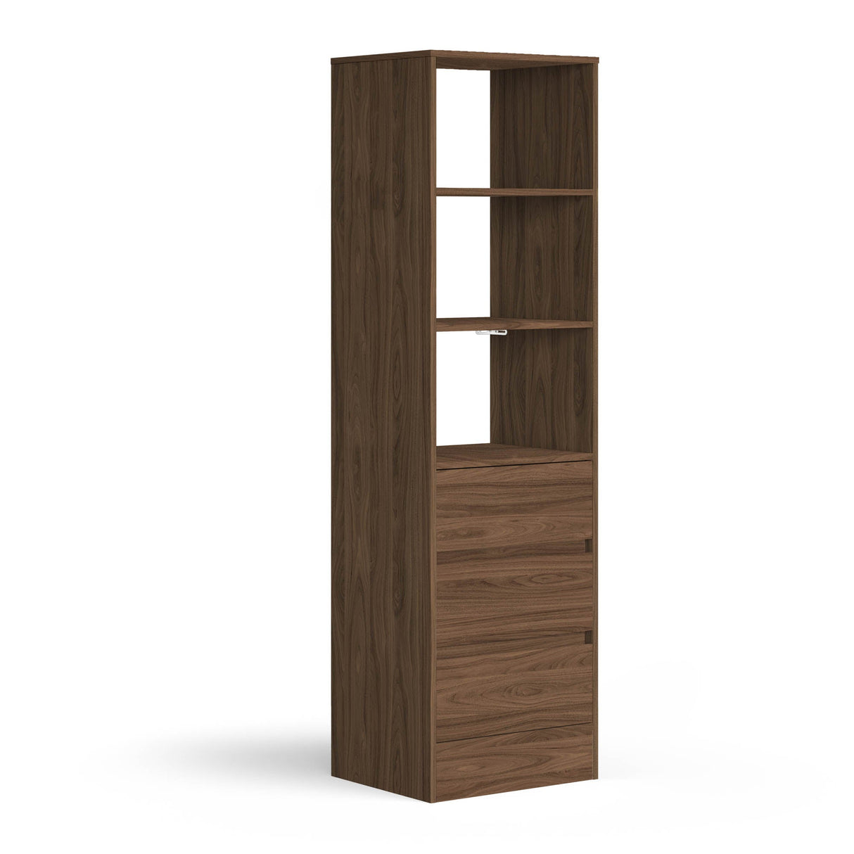 Carini Walnut Deluxe 3 Drawer Soft Close Tower Shelving Unit with Hanging Bars - Bedrooms Plus