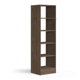 Carini Walnut Deluxe Tower Shelving Unit with 5 Shelves and Hanging Bars - Bedrooms Plus