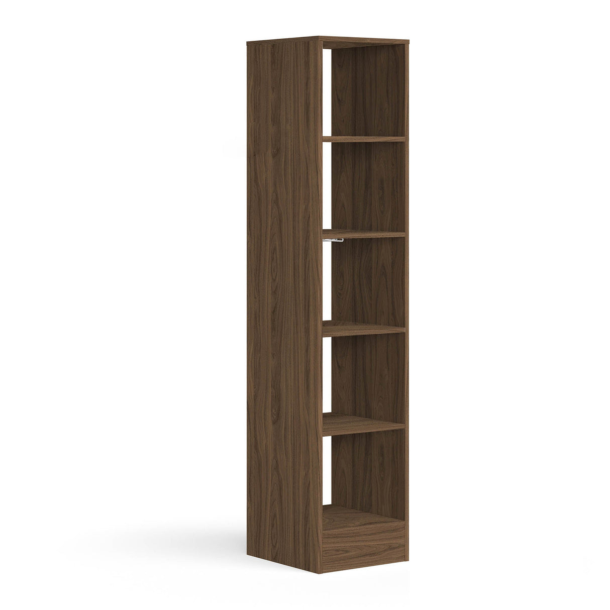 Carini Walnut Deluxe Tower Shelving Unit with 5 Shelves and Hanging Bars - Bedrooms Plus