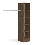 Carini Walnut Deluxe Tower Shelving Unit with 5 Shelves and Hanging Bars - Bedrooms Plus