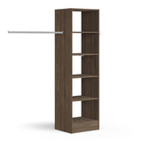 Carini Walnut Deluxe Tower Shelving Unit with 5 Shelves and Hanging Bars - Bedrooms Plus