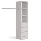 Cashmere Deluxe 3 Drawer Soft Close Tower Shelving Unit with Hanging Bars - Bedrooms Plus