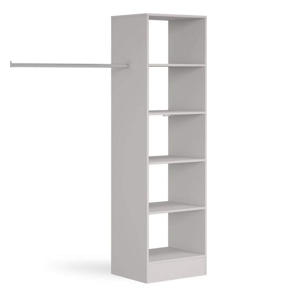 Cashmere Deluxe Tower Shelving Unit with 5 Shelves and Hanging Bars - Bedrooms Plus