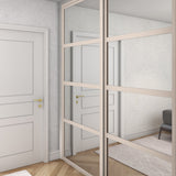 Cashmere Shaker Luxe Sliding Door Wardrobe Kit - 2 Door - Made To Measure 4 Panel Mirror - Bedrooms Plus