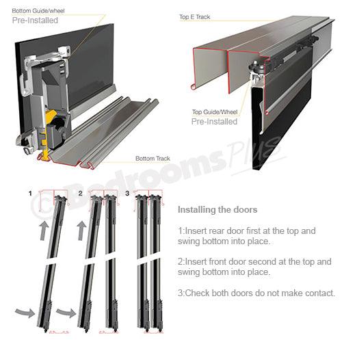 Cashmere Shaker Sliding Door Wardrobe Kit - 2 Door Cashmere Wood Panels - Made To Measure - Bedrooms Plus