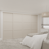 Cashmere Shaker Sliding Door Wardrobe Kit - 4 Door Cashmere Wood Panels - Made To Measure - Bedrooms Plus