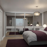 Classic Silver Frame Sliding Door Wardrobe Kit - 4 Doors - 3 Panels Mirror & Pure White Glass - Made To Measure - Bedrooms Plus