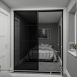 Curve Black Glass & Mirror Sliding Door Wardrobe Kit with Aluminium Frame 2 Panel - Bedrooms Plus