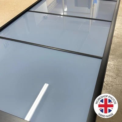 Curve Blue Glass & Mirror Sliding Door Wardrobe Kit 2 Panel - Bedrooms Plus