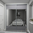 Curve Grey Glass & Mirror Sliding Door Wardrobe Kit 2 Panel with Satin Silver Frame - Bedrooms Plus