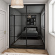 Curve Grey Mirror Sliding Door Wardrobe Kit 2 Panel with Brushed Black Frame - Bedrooms Plus